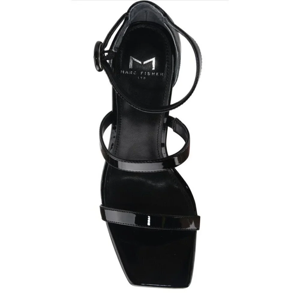 Marc Fisher Platform‎ Sandals Frita Strappy Black Heel Platforms Size 9.5 NEW